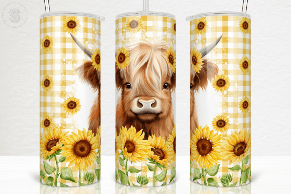 Baby Highland Cow Sunflower Tumbler Wrap