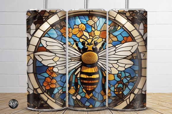 Bee Stained Glass Tumbler Wrap 20oz PNG