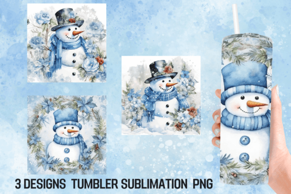 Blue Winter Snowman Tumbler Sublimation
