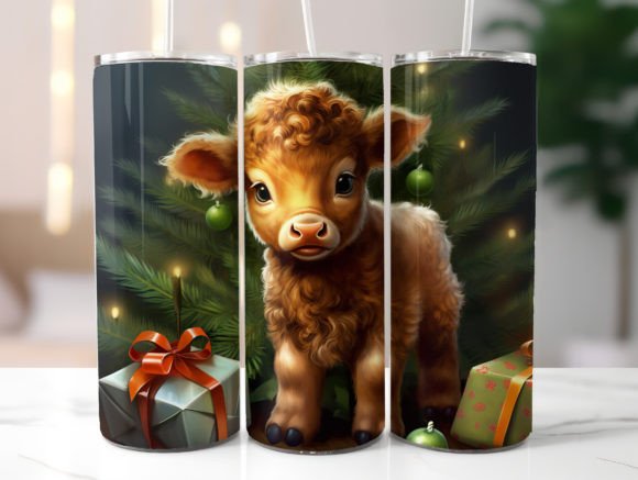 Christmas Baby Highland Cow Tumbler Wrap