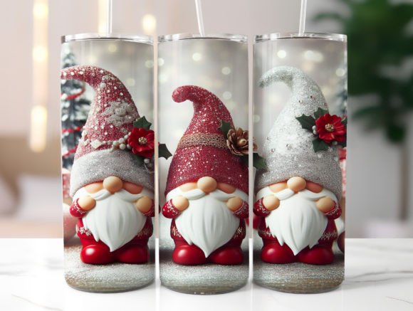 Christmas Gnomes Tumbler Wrap PNG