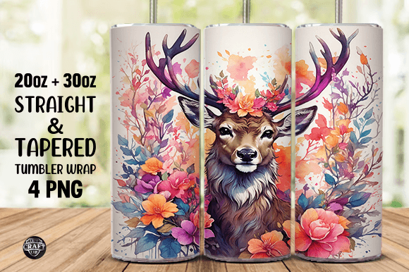 Deer Christmas Tumbler Wrap 20oz PNG