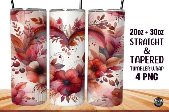 Fall Wreath Heart Tumbler Wrap PNG