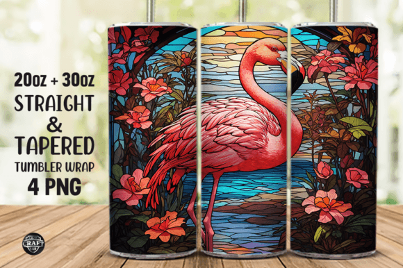Flamingo Stained Glass Tumbler Wrap 20oz