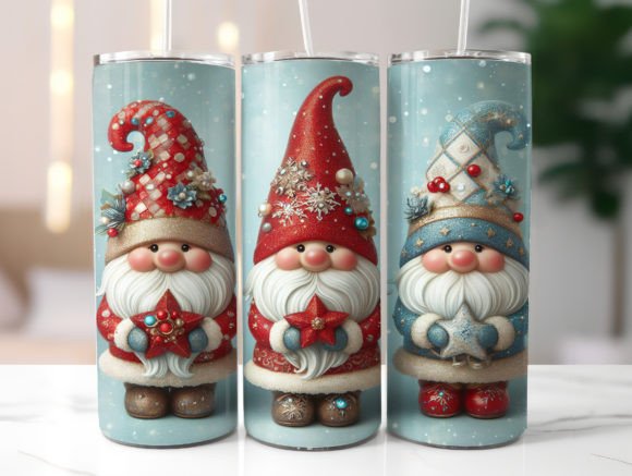 Glitter Christmas Gnomes Tumbler Wrap