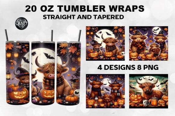 Highland Cow Halloween Tumbler Wrap 20oz