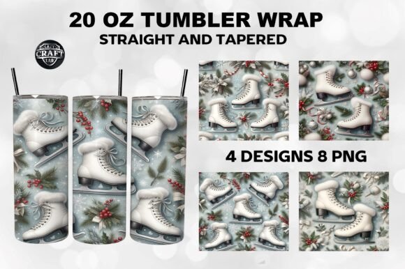 Ice Skates Tumbler Wrap 20oz PNG