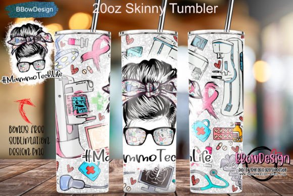 Mammo Tech Life 20oz Skinny Tumbler PNG