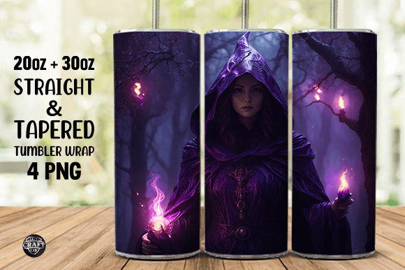 Mysterious Witch Tumbler Wrap Skinny PNG