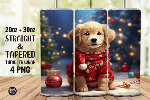 Puppy Christmas Tumbler Wrap Sublimation