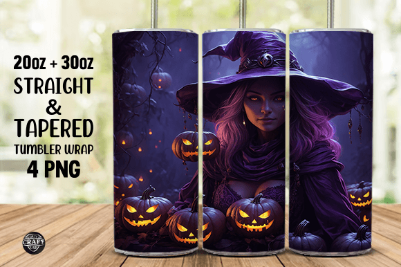 Purple Witch Tumbler Wrap Sublimation