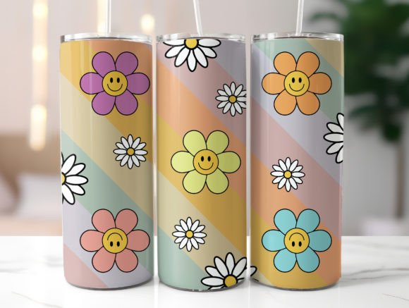 Retro Striped Floral Tumbler Wrap