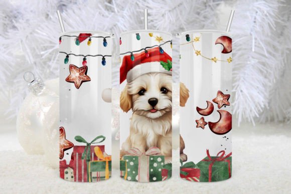 Santa Cute Puppy Dog Christmas Tumbler