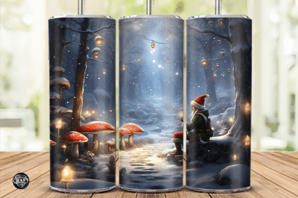 Snow Winter Forest Christmas Tumbler PNG