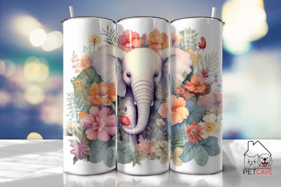 Soft Pastel Elephant Tumbler Wrap