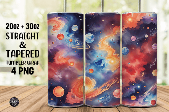 Tumbler Wrap Watercolor Galaxy Space PNG