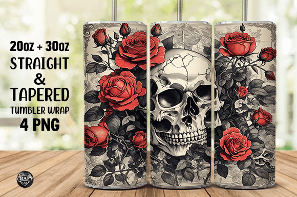 Vintage Skulls and Roses Tumbler Wrap