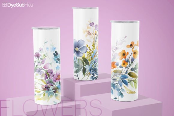 Watercolor Flower Field Tumbler Wrap