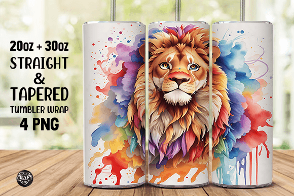 Watercolor Lion Wrap for 20oz Sublim